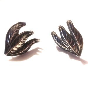 Antique Art Deco Acanthus Leaf Silver Earrings